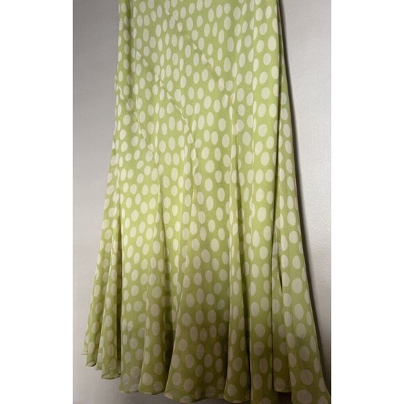 90s Vintage 100% Silk Polka Dot Dress Pastel Green Sheer Papell Boutique Petite - Picture 8 of 16